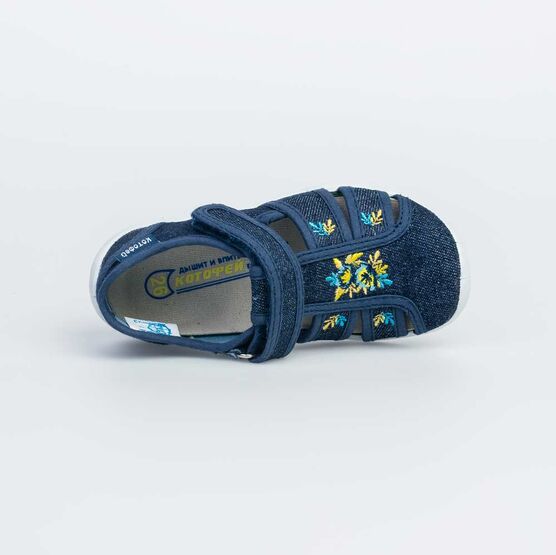 421045-12 Босоножки текстильные для девочки светло-синий фото №5