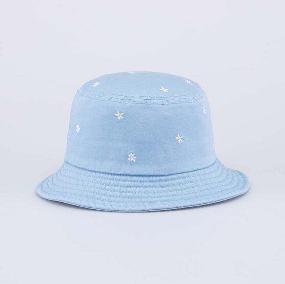07810024-40 Хлопковая панама для девочки Ромашки для девочки голубой