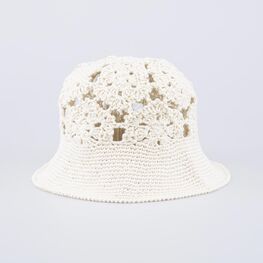 07810026-40 Ажурная вязаная панама на лето для девочки бежевый