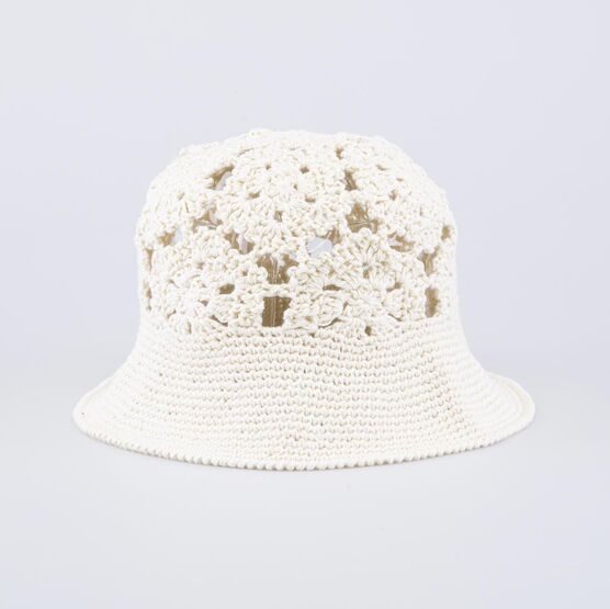 07810026-40 Ажурная вязаная панама на лето для девочки бежевый