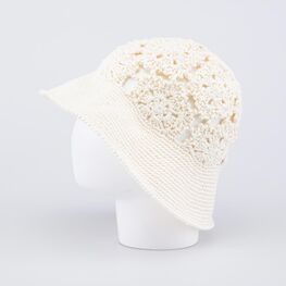 07810026-40 Ажурная вязаная панама на лето для девочки бежевый фото №3