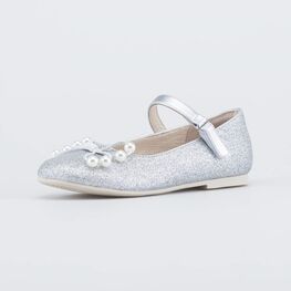 333026-24 Блестящие туфли для девочки Бусинки для девочки серебристый