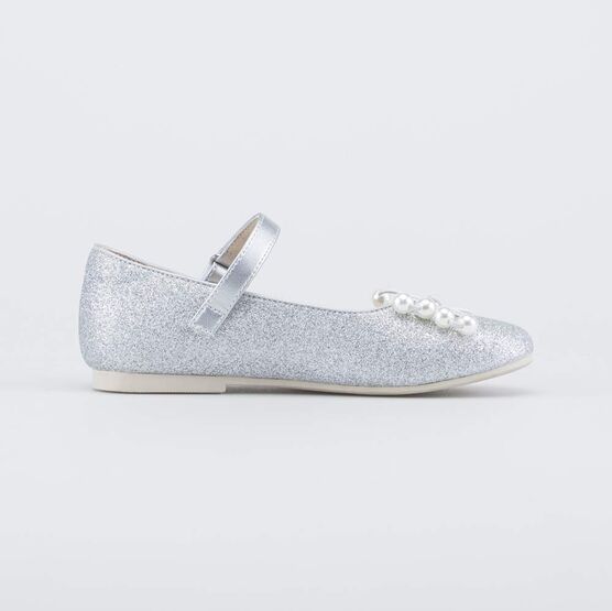 333026-24 Блестящие туфли для девочки Бусинки для девочки серебристый фото №2
