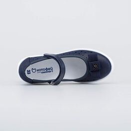 532295-23 Кожаные туфли для девочки Бабочка для девочки синий фото №4