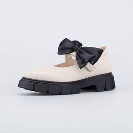 532310-22 Кожаные туфли для девочки для девочки бежевый