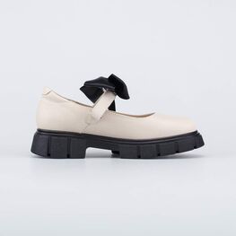 532310-22 Кожаные туфли для девочки для девочки бежевый фото №2