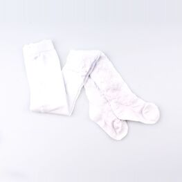 07832339-41 Колготки ажурные, розочки, белые для девочки белый