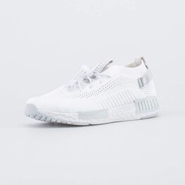 741086-11 Белые текстильные кроссовки для девочки белый