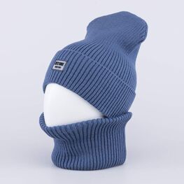 07811926-40 Шапка и снуд для мальчика синий для девочки синий