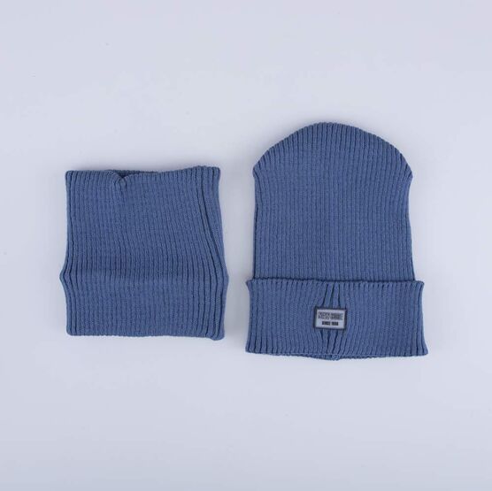 07811926-40 Шапка и снуд для мальчика синий для девочки синий фото №4