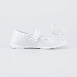 431210-71 Праздничные текстильные туфли Бабочка для девочки серебристый фото №2