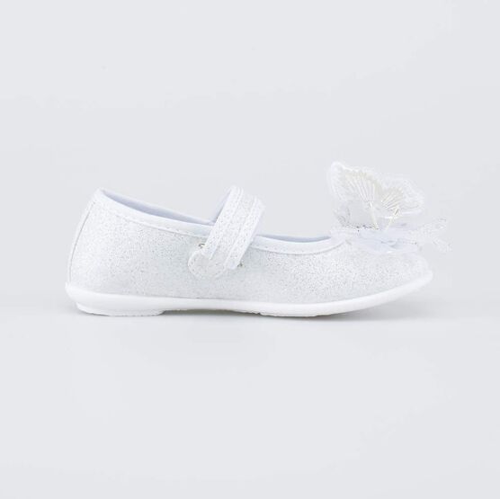 431210-71 Праздничные текстильные туфли Бабочка для девочки серебристый фото №2