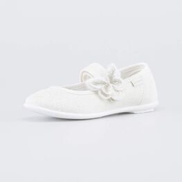 431211-72 Праздничные текстильные туфли Бабочка для девочки бежевый + золотой