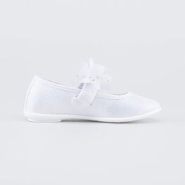 431212-72 Праздничные текстильные туфли Цветы для девочки серебристый фото №2
