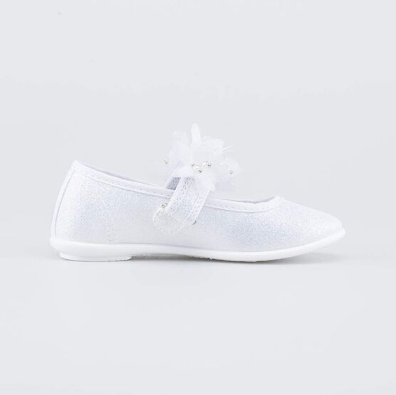 431212-72 Праздничные текстильные туфли Цветы для девочки серебристый фото №2