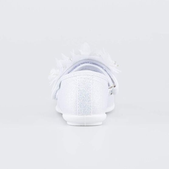 431212-72 Праздничные текстильные туфли Цветы для девочки серебристый фото №5