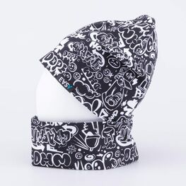 07711922-41 Комплект шапка+снуд для мальчика Граффити черный для мальчики черный фото №2