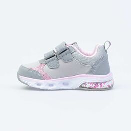 344316-72 Всепогодные кроссовки с LED подсветкой и блестками для девочки сер-роз фото №2