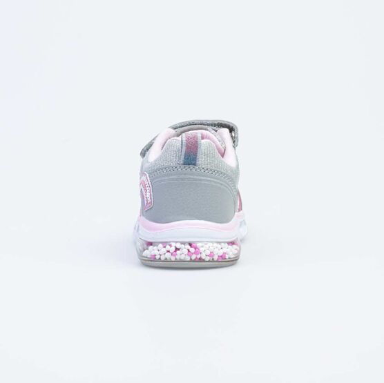 344316-72 Всепогодные кроссовки с LED подсветкой и блестками для девочки сер-роз фото №5