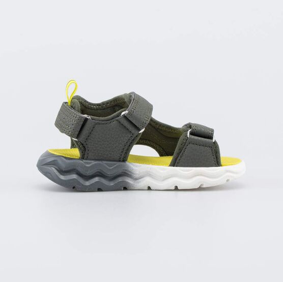 324085-12 Пляжные сандалии на липучках Космос для мальчики оливковый + желтый фото №2