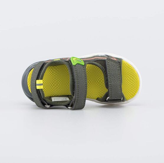 324085-12 Пляжные сандалии на липучках Космос для мальчики оливковый + желтый фото №4