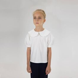 07867013-60 Блузка для девочки с коротким рукавом белый для девочки белый фото №3