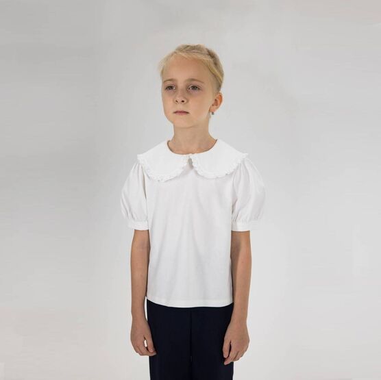 07867013-60 Блузка для девочки с коротким рукавом белый для девочки белый фото №3
