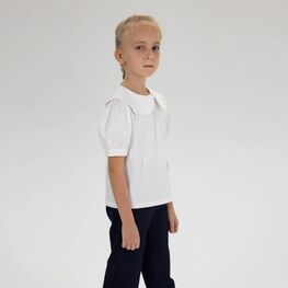 07867013-60 Блузка для девочки с коротким рукавом белый для девочки белый фото №4