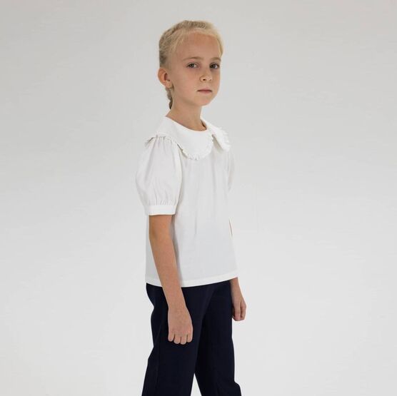 07867013-60 Блузка для девочки с коротким рукавом белый для девочки белый фото №4
