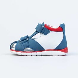 122179-21 Сандалии кожаные для мальчика для мальчики син-бел-кра фото №2