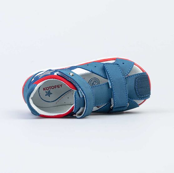 122179-21 Сандалии кожаные для мальчика для мальчики син-бел-кра фото №4