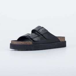 722040-21 Кожаные шлепанцы на пробковой подошве для девочки черный