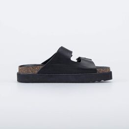 722040-21 Кожаные шлепанцы на пробковой подошве для девочки черный фото №2