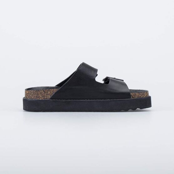 722040-21 Кожаные шлепанцы на пробковой подошве для девочки черный фото №2