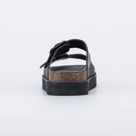 722040-21 Кожаные шлепанцы на пробковой подошве для девочки черный фото №5