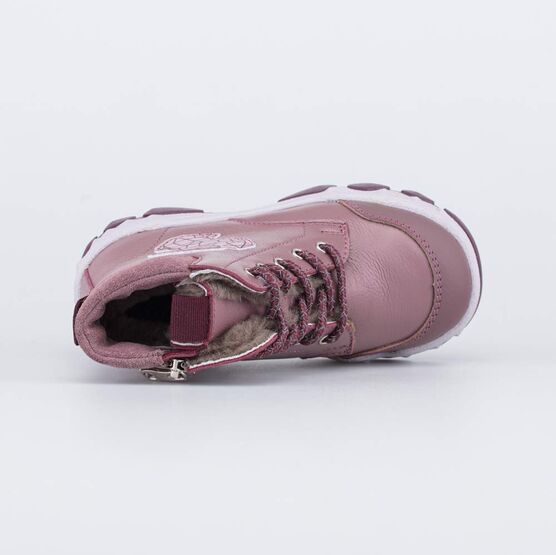 152361-52 Зимние ботинки на молнии Графический Зайка для девочки розовый фото №4