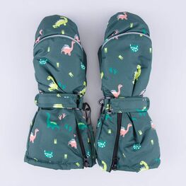 07721139-10 Варежки-краги Динозаврики для мальчики зеленый