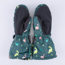 07721139-10 Варежки-краги Динозаврики для мальчики зеленый фото №2