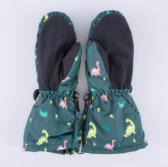 07721139-10 Варежки-краги Динозаврики для мальчики зеленый фото №2