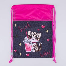 02808223-40 Мешок для обуви Леопард КК для девочки черный + розовый