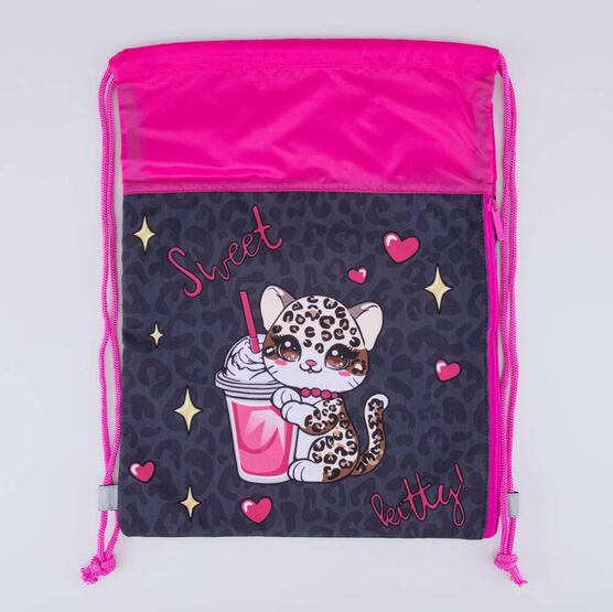 02808223-40 Мешок для обуви Леопард КК для девочки черный + розовый