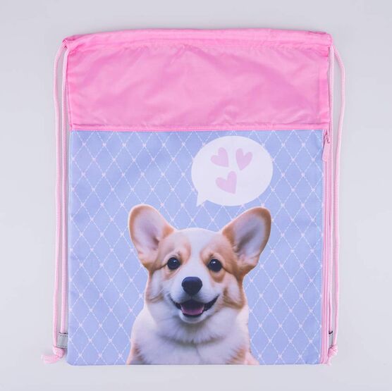 02808227-40 Мешок для обуви Корги КК для девочки розовый + голубой