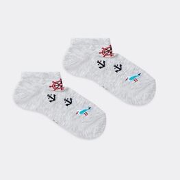 07742598-40 Хлопковые носки укороченные Якорь для мальчики серый