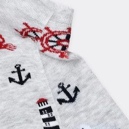 07742598-40 Хлопковые носки укороченные Якорь для мальчики серый фото №3
