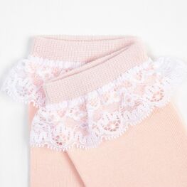 07842572-40 Хлопковые носки с кружевом для девочки пудровый фото №2