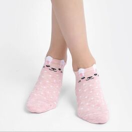 07842947-40 Хлопковые носки укороченные Котик розовые для девочки розовый