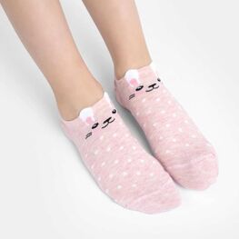 07842947-40 Хлопковые носки укороченные Котик розовые для девочки розовый фото №2
