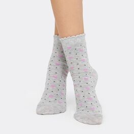 07842973-40 Хлопковые носки Сердечки серые для девочки серый фото №2