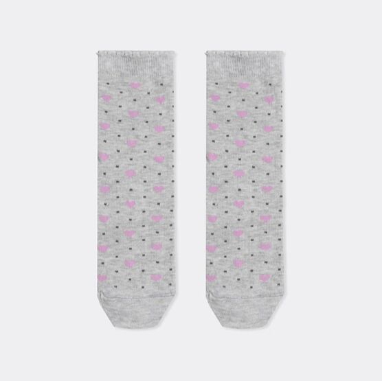 07842973-40 Хлопковые носки Сердечки серые для девочки серый фото №3