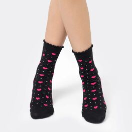 07842973-42 Хлопковые носки Сердечки черные для девочки черный фото №2